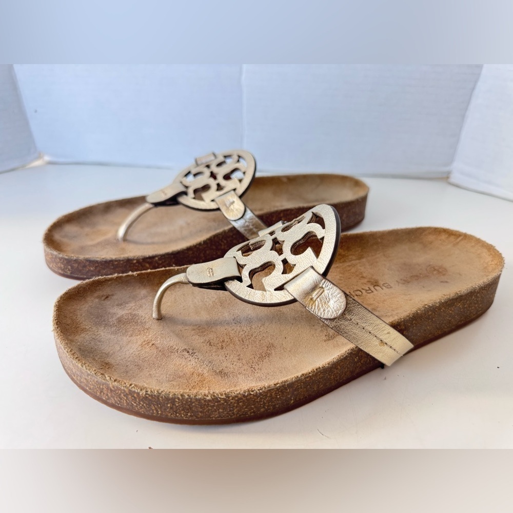 Tory Burch Miller Cloud Flip Flop Gold Sandals Shoes Size 8.5 - Picture 5 of 10